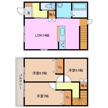 平田町駅 徒歩14分 2階の物件間取画像